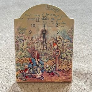 Beatrix Potter Peter Rabbit Ceramic Mantel Clock Vintage Quartz Desk Decor